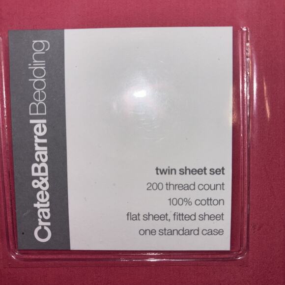 CRATE & BARREL Pink Twin Set BRAND NEW in PACKAGE! - Picture 2 of 4